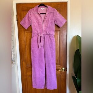 & Other Stories Pink/Purple Corduroy Belted Jumpsuit - Size 8